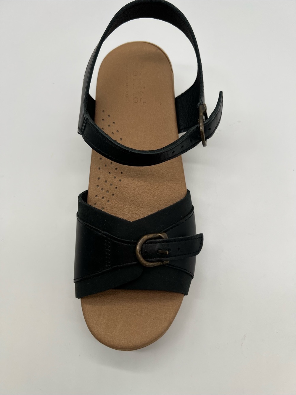 Comfort Buckle Strap Black Women's Mule Sandals